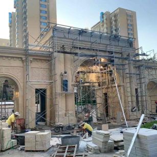 淮安 黄金麻荔枝面花岗岩小区门楼外墙干挂