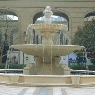 淮安 黄金麻花岗岩异型加工——户外庭院石雕流水喷泉