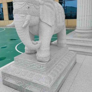 淮安 白麻花岗岩动物异形石雕-大象