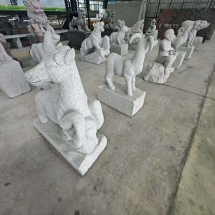 淮安 芝麻白花岗岩造型立体雕刻——十二生肖