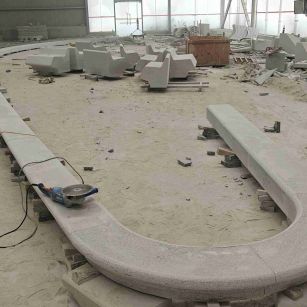 淮安 芝麻白花岗岩弧形花坛石，坐凳石