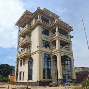 淮安 黄金麻花岗岩石材别墅外墙干挂搭配（雕花栏杆花瓶柱门楼罗马柱）