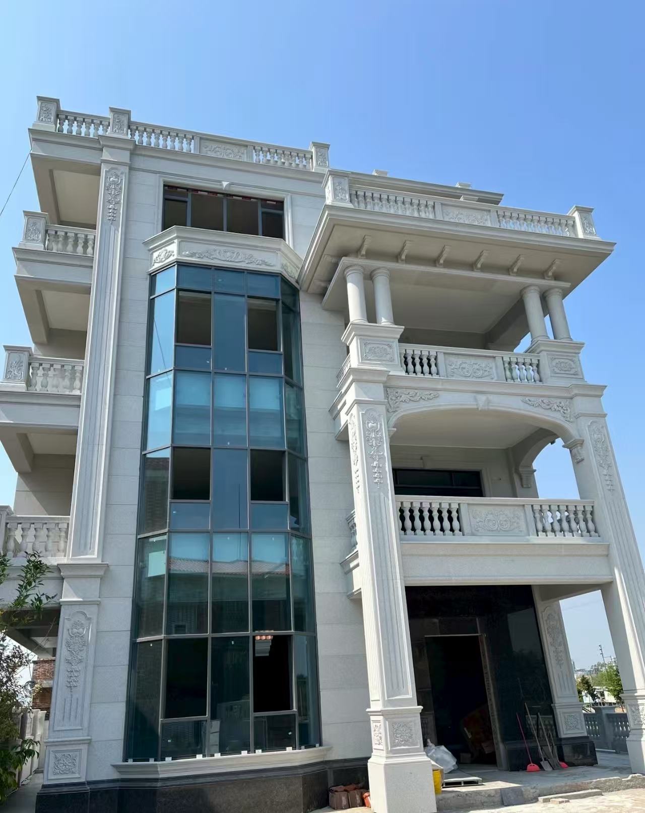 淮安 白麻花岗岩别墅外墙干挂效果展示