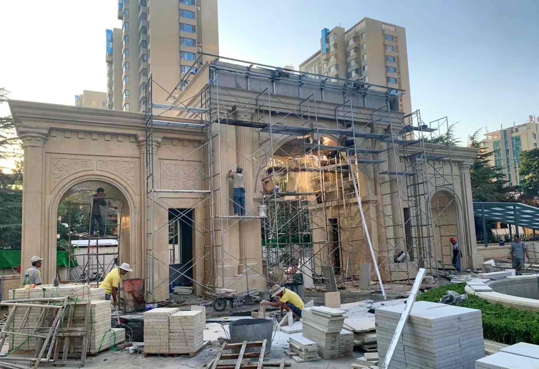 淮安 黄金麻荔枝面花岗岩小区门楼外墙干挂